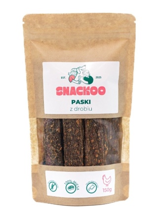 Przysmak dla psa paski mięsne drób 100% mięsa Snackoo 150g