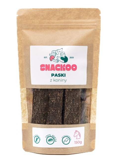 Przysmak dla psa paski mięsne konina 100% mięsa Snackoo 150g