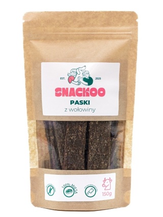 Przysmak dla psa paski mięsne wołowina 100% mięsa Snackoo 150g